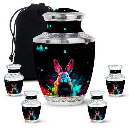 Colorful Personalized Rabbit Cremation Urn for Pet Ashes - 10-inch, 200 cu in - Yatskia