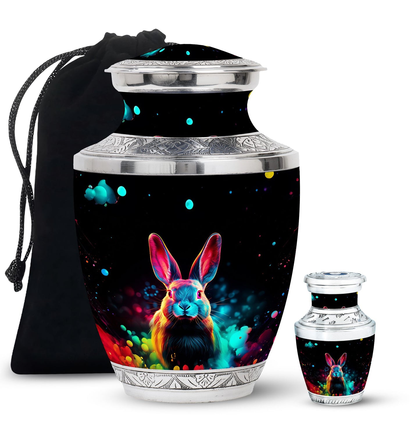 Colorful Personalized Rabbit Cremation Urn for Pet Ashes - 10-inch, 200 cu in - Yatskia