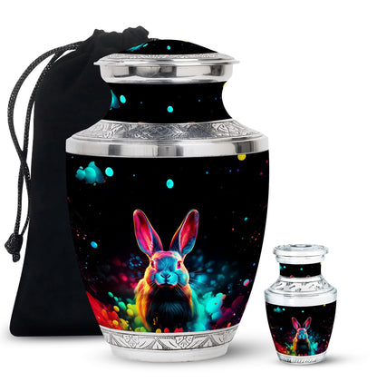 Colorful Personalized Rabbit Cremation Urn for Pet Ashes - 10-inch, 200 cu in - Yatskia