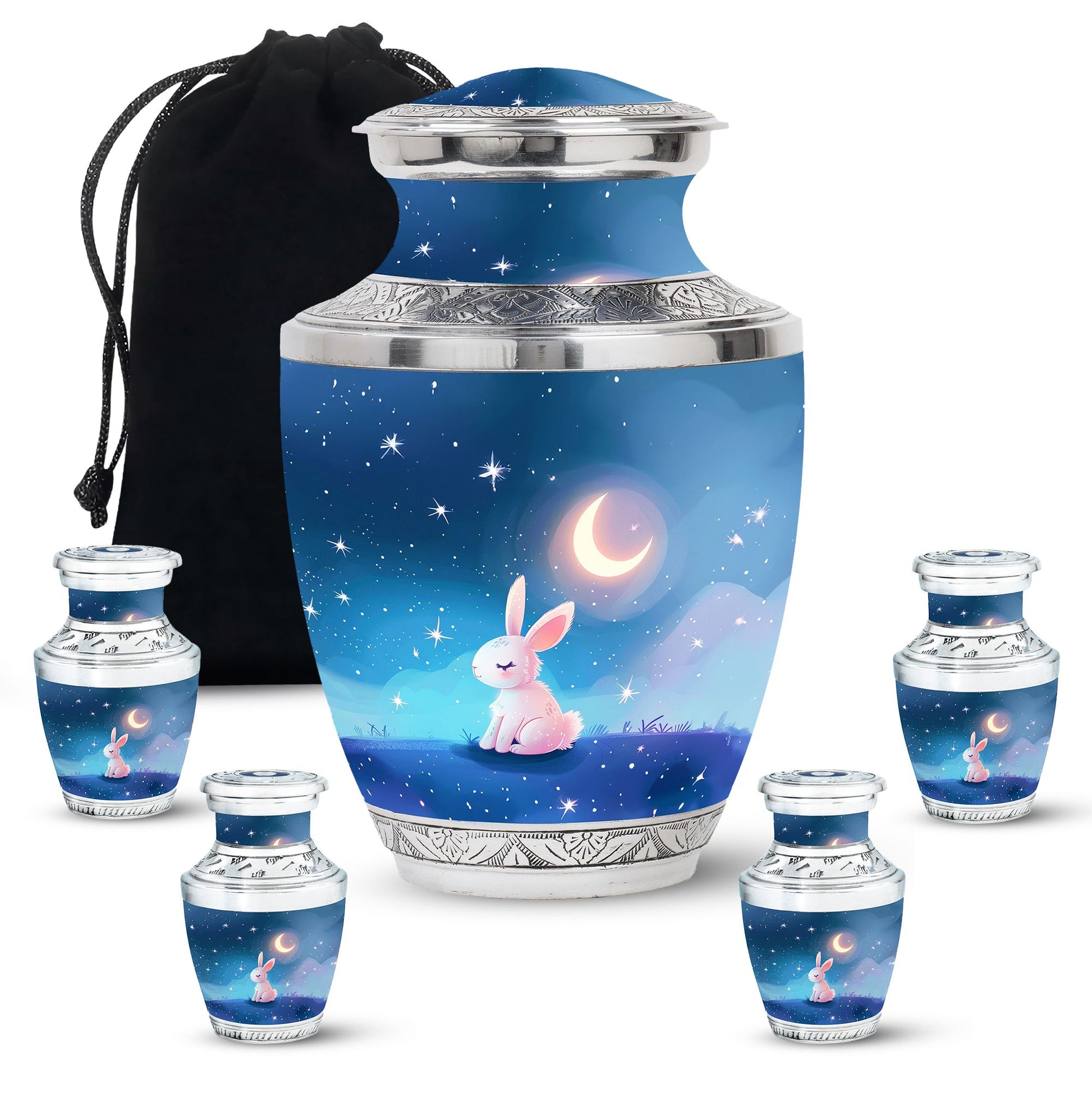 Moonlit Bunny Cremation Urns For Human Ashes - Rabbit Urn for Mom & Dad