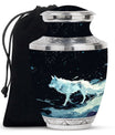 Wolf Cremation Large Urn - Urns For Human Ashes With A Wolf Drawing
