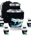 Wolf Cremation Large Urn - Urns For Human Ashes With A Wolf Drawing