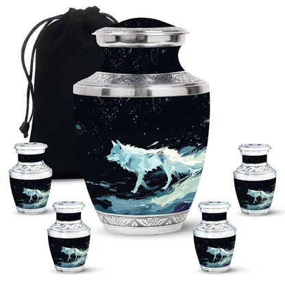 Personalized Wolf Cremation Urn for Human Ashes - 10-inch, 200 cu in - Yatskia