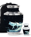 Wolf Cremation Large Urn - Urns For Human Ashes With A Wolf Drawing