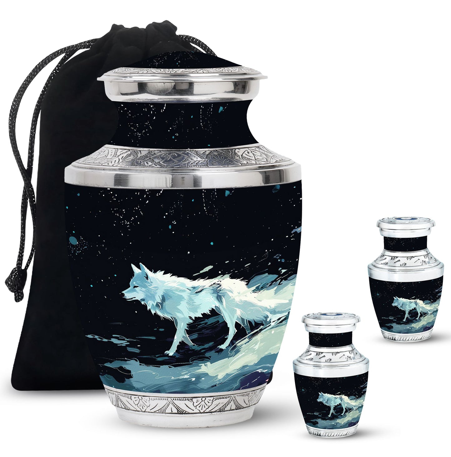 Personalized Wolf Cremation Urn for Human Ashes - 10-inch, 200 cu in - Yatskia