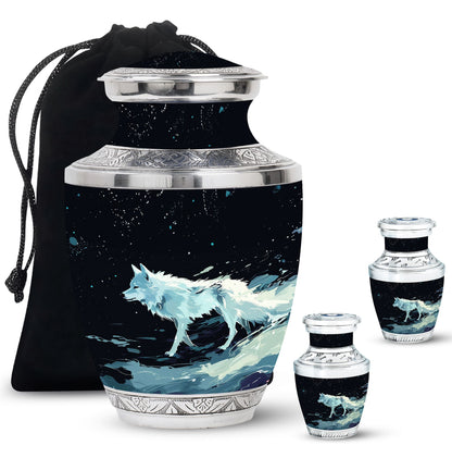 Personalized Wolf Cremation Urn for Human Ashes - 10-inch, 200 cu in - Yatskia
