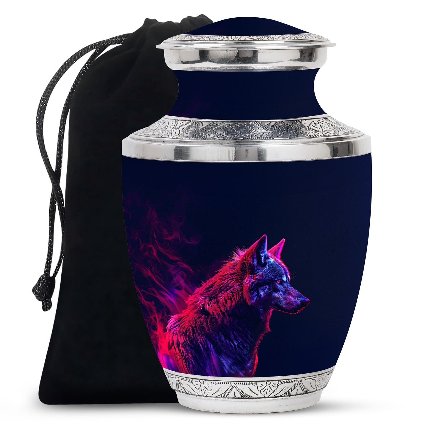Personalized Wolf Cremation Urn for Human Ashes - 10-inch, 200 cu in - Yatskia