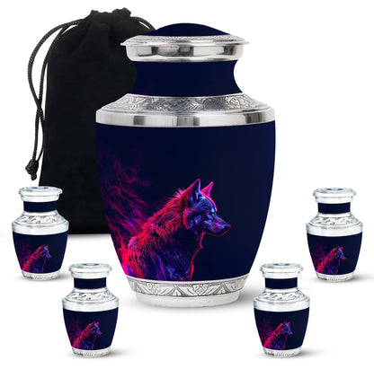 Personalized Wolf Cremation Urn for Human Ashes - 10-inch, 200 cu in - Yatskia