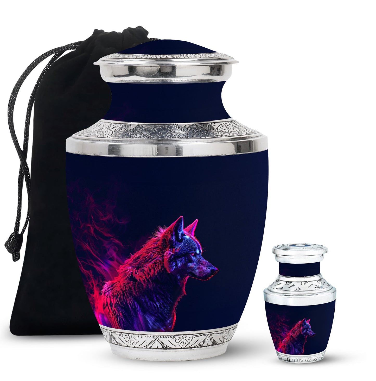 Personalized Wolf Cremation Urn for Human Ashes - 10-inch, 200 cu in - Yatskia