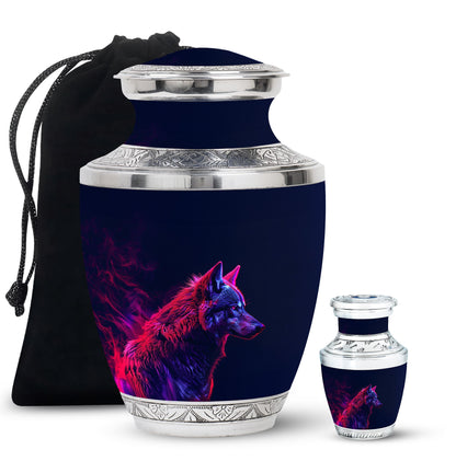 Personalized Wolf Cremation Urn for Human Ashes - 10-inch, 200 cu in - Yatskia