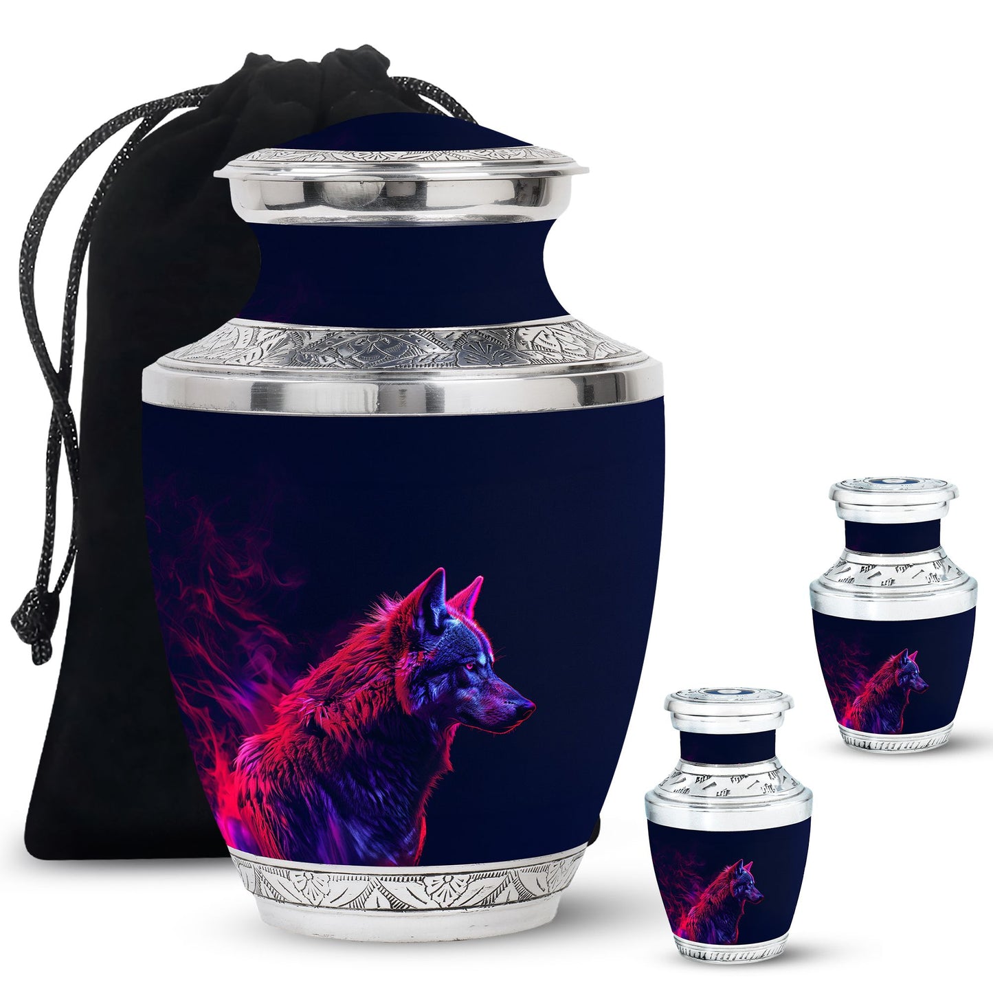 Personalized Wolf Cremation Urn for Human Ashes - 10-inch, 200 cu in - Yatskia