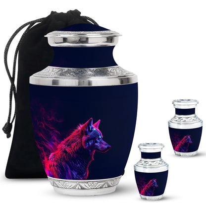 Personalized Wolf Cremation Urn for Human Ashes - 10-inch, 200 cu in - Yatskia