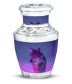 Wolf Cremation Urn for Ashes - Purple Wolf Design Memorial Urn