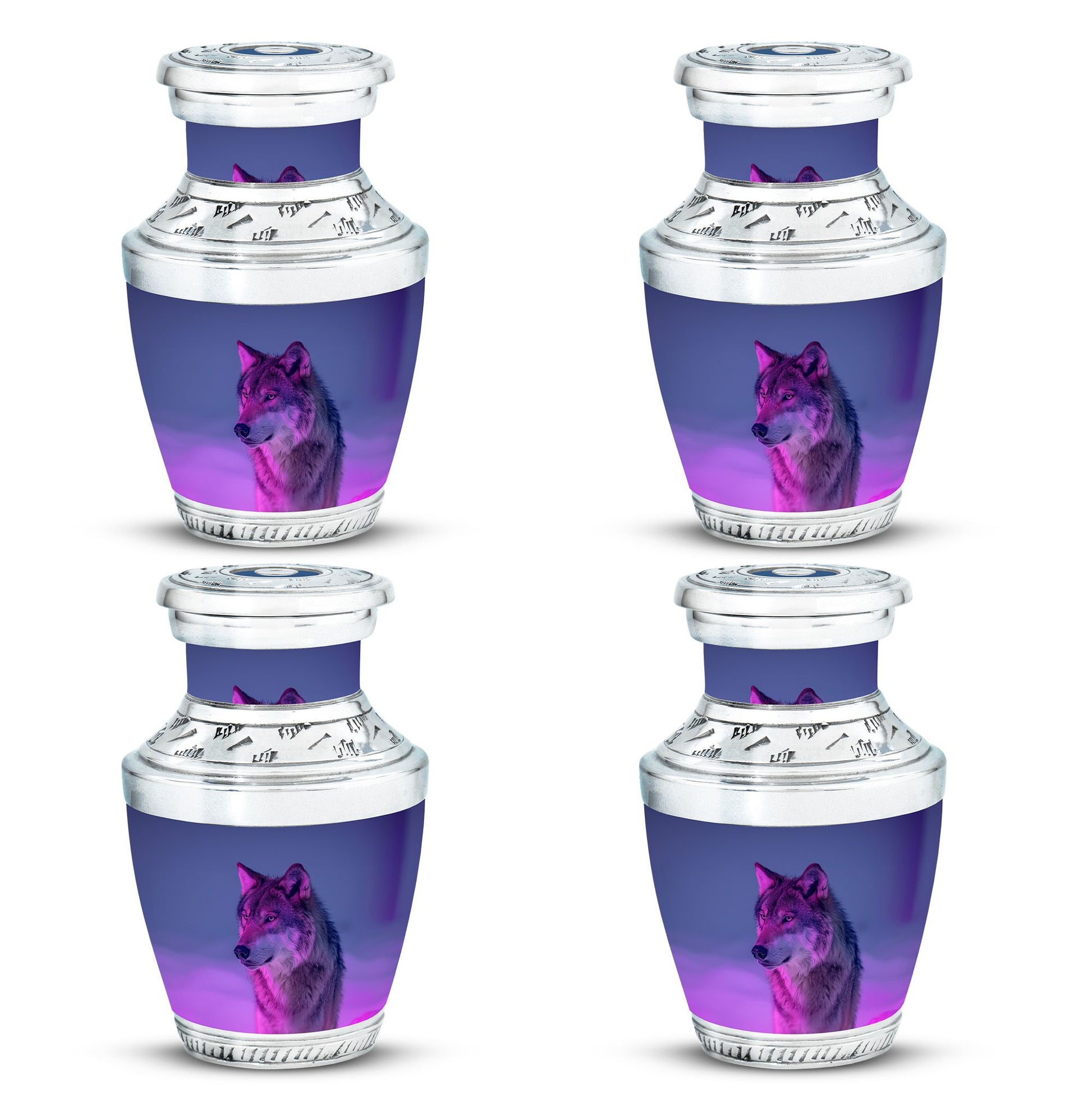 Wolf Cremation Urn for Ashes - Purple Wolf Design Memorial Urn