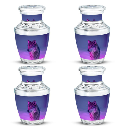 Purple Personalized Wolf Cremation Urn for Human Ashes - 10-inch, 200 cu in - Yatskia