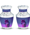 Wolf Cremation Urn for Ashes - Purple Wolf Design Memorial Urn