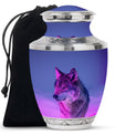 Wolf Cremation Urn for Ashes - Purple Wolf Design Memorial Urn