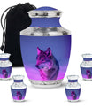 Wolf Cremation Urn for Ashes - Purple Wolf Design Memorial Urn