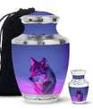 Wolf Cremation Urn for Ashes - Purple Wolf Design Memorial Urn