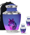 Wolf Cremation Urn for Ashes - Purple Wolf Design Memorial Urn