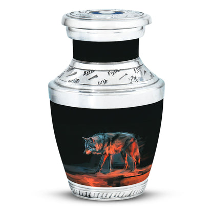 Black Personalized Wolf Cremation Urn for Human Ashes - 10-inch, 200 cu in - Yatskia