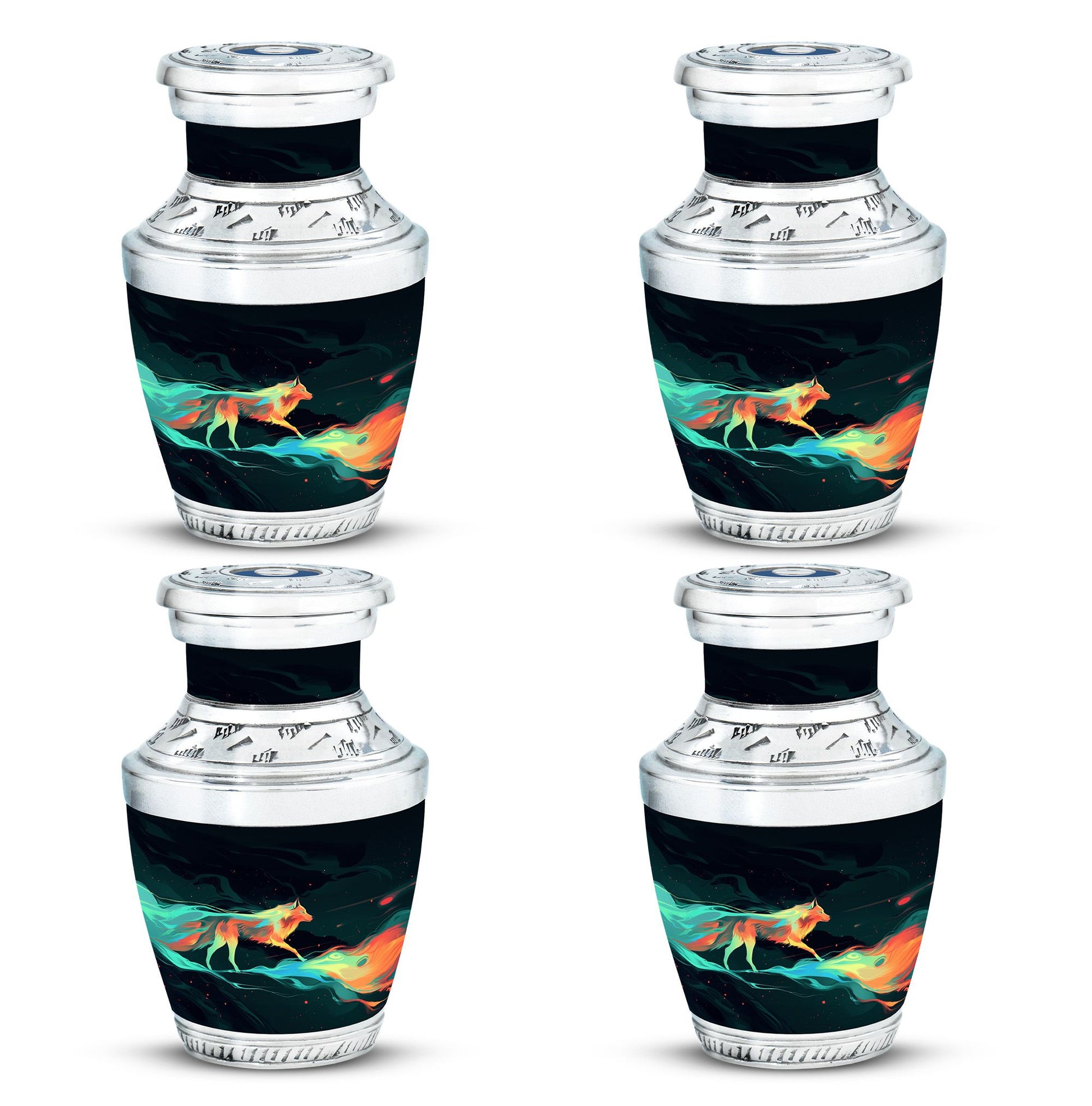 Colorful Wolf Cremation Urn for Human Ashes - Urn for Mom and Dad