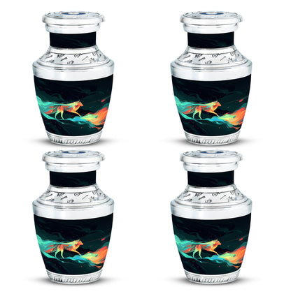 Colorful Personalized Wolf Cremation Urn for Mom - 10-inch, 200 cu in - Yatskia