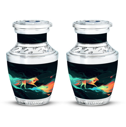 Colorful Personalized Wolf Cremation Urn for Mom - 10-inch, 200 cu in - Yatskia