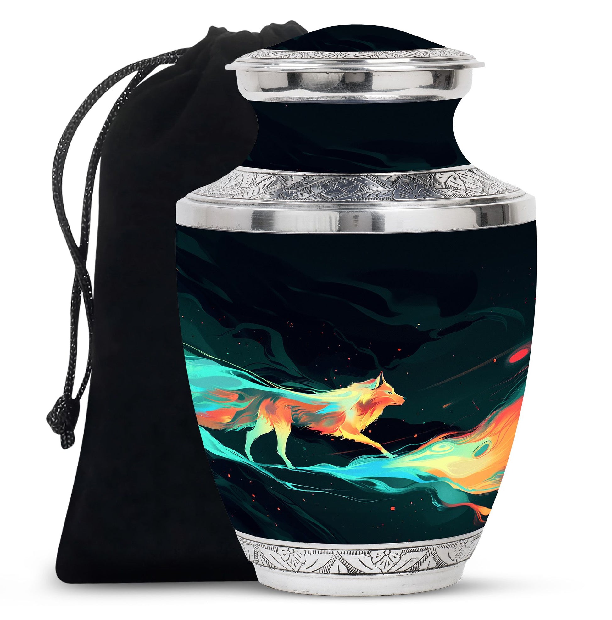 Colorful Wolf Cremation Urn for Human Ashes - Urn for Mom and Dad