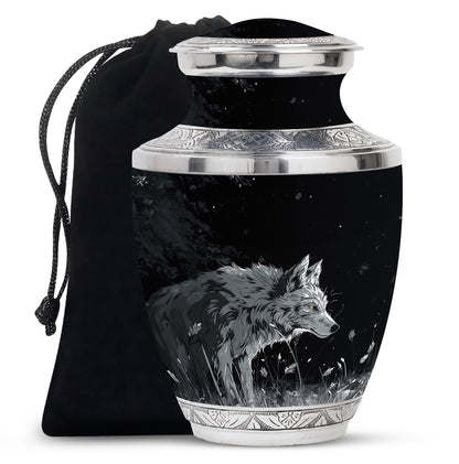 Personalized Wolf Cremation Urn for Men & Women - 10-inch, 200 cu in - Yatskia
