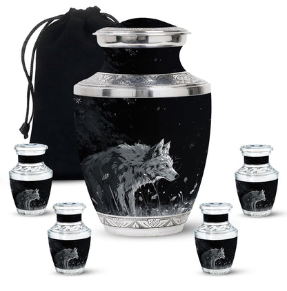 Personalized Wolf Cremation Urn for Men & Women - 10-inch, 200 cu in - Yatskia