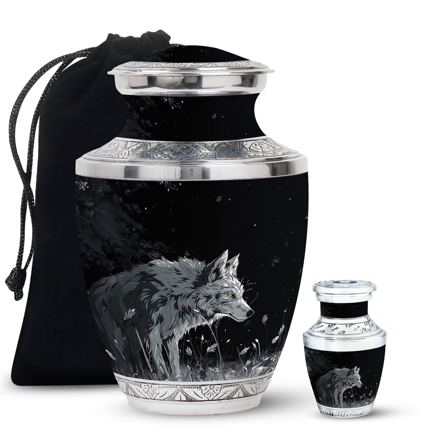 Personalized Wolf Cremation Urn for Men & Women - 10-inch, 200 cu in - Yatskia