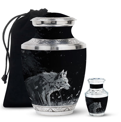 Personalized Wolf Cremation Urn for Men & Women - 10-inch, 200 cu in - Yatskia