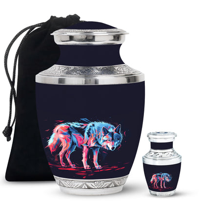 Personalized Wolf Cremation Urn for Mom - 10-inch, 200 cu in - Yatskia