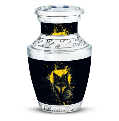 Black Personalized Wolf Cremation Urn for Human Ashes - 10-inch, 200 cu in - Yatskia