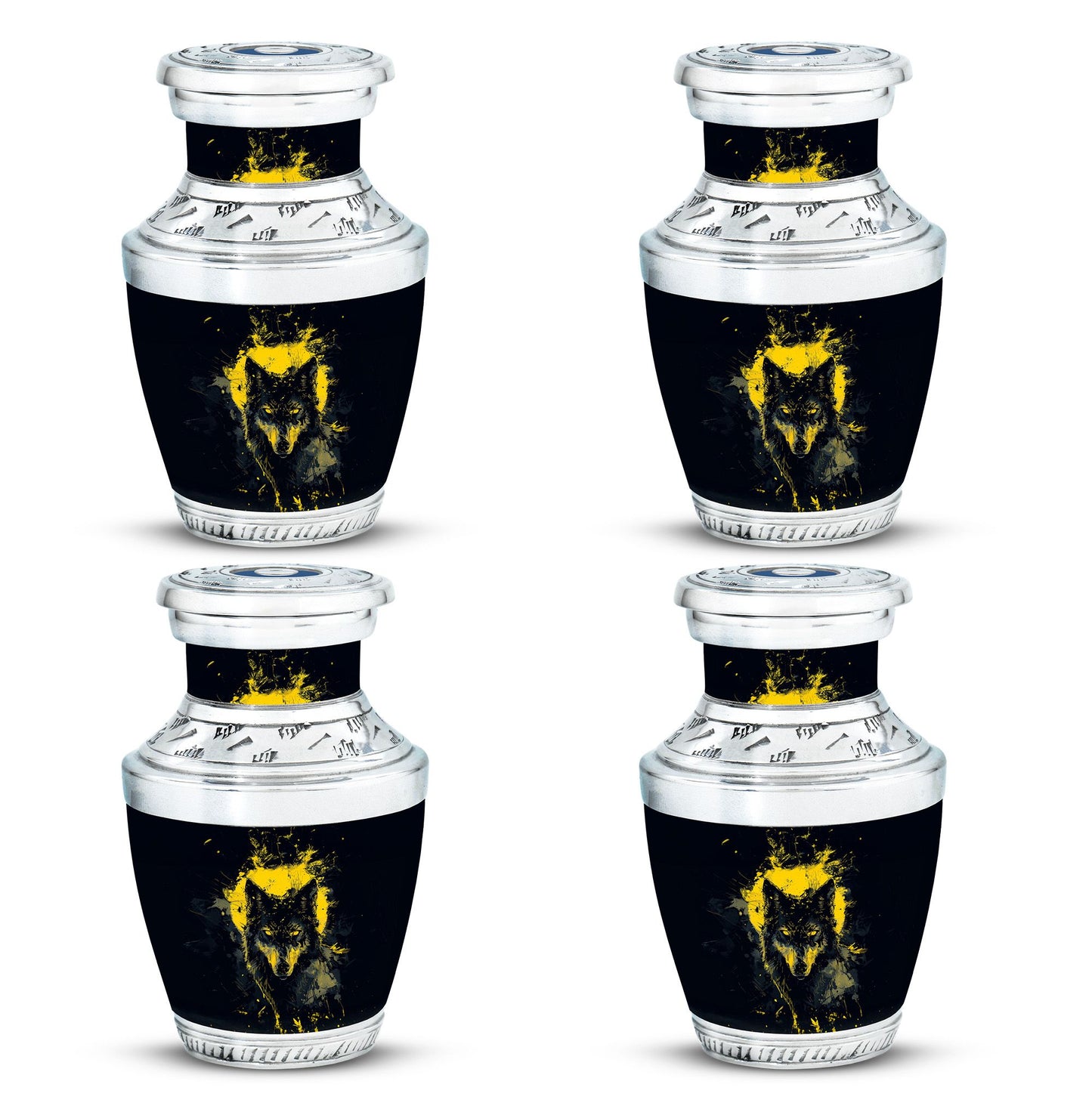 Black Personalized Wolf Cremation Urn for Human Ashes - 10-inch, 200 cu in - Yatskia