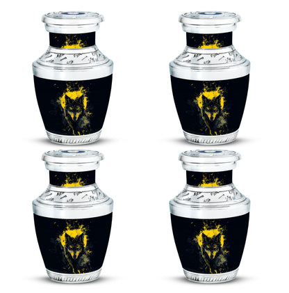 Black Personalized Wolf Cremation Urn for Human Ashes - 10-inch, 200 cu in - Yatskia