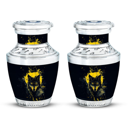 Black Personalized Wolf Cremation Urn for Human Ashes - 10-inch, 200 cu in - Yatskia