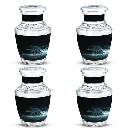 Blue Personalized Wolf Cremation Urn for Adults - 10-inch, 200 cu in - Yatskia