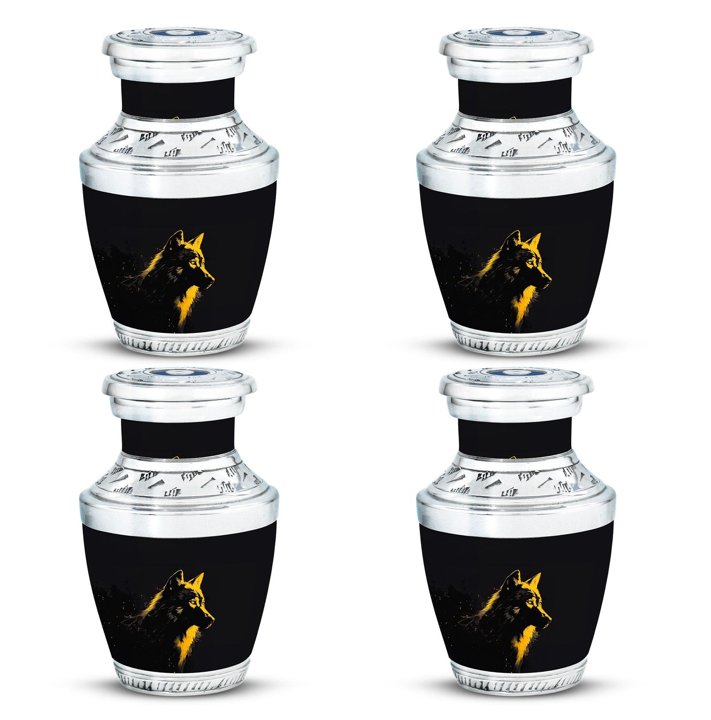 Black Personalized Wolf Cremation Urn for Adult - 10-inch, 200 cu in - Yatskia