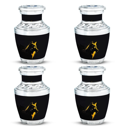 Black Personalized Wolf Cremation Urn for Adult - 10-inch, 200 cu in - Yatskia