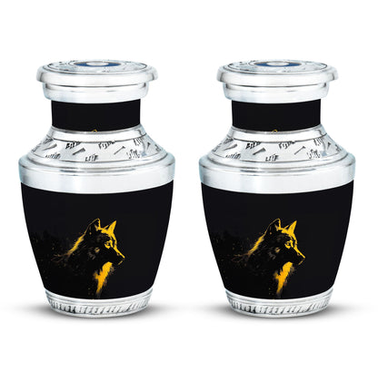 Black Personalized Wolf Cremation Urn for Adult - 10-inch, 200 cu in - Yatskia