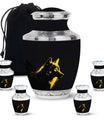 Black and Gold Wolf Urn for Human Ashes - Urn for Adult Mom and Dad