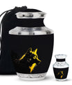 Black and Gold Wolf Urn for Human Ashes - Urn for Adult Mom and Dad