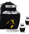 Black and Gold Wolf Urn for Human Ashes - Urn for Adult Mom and Dad