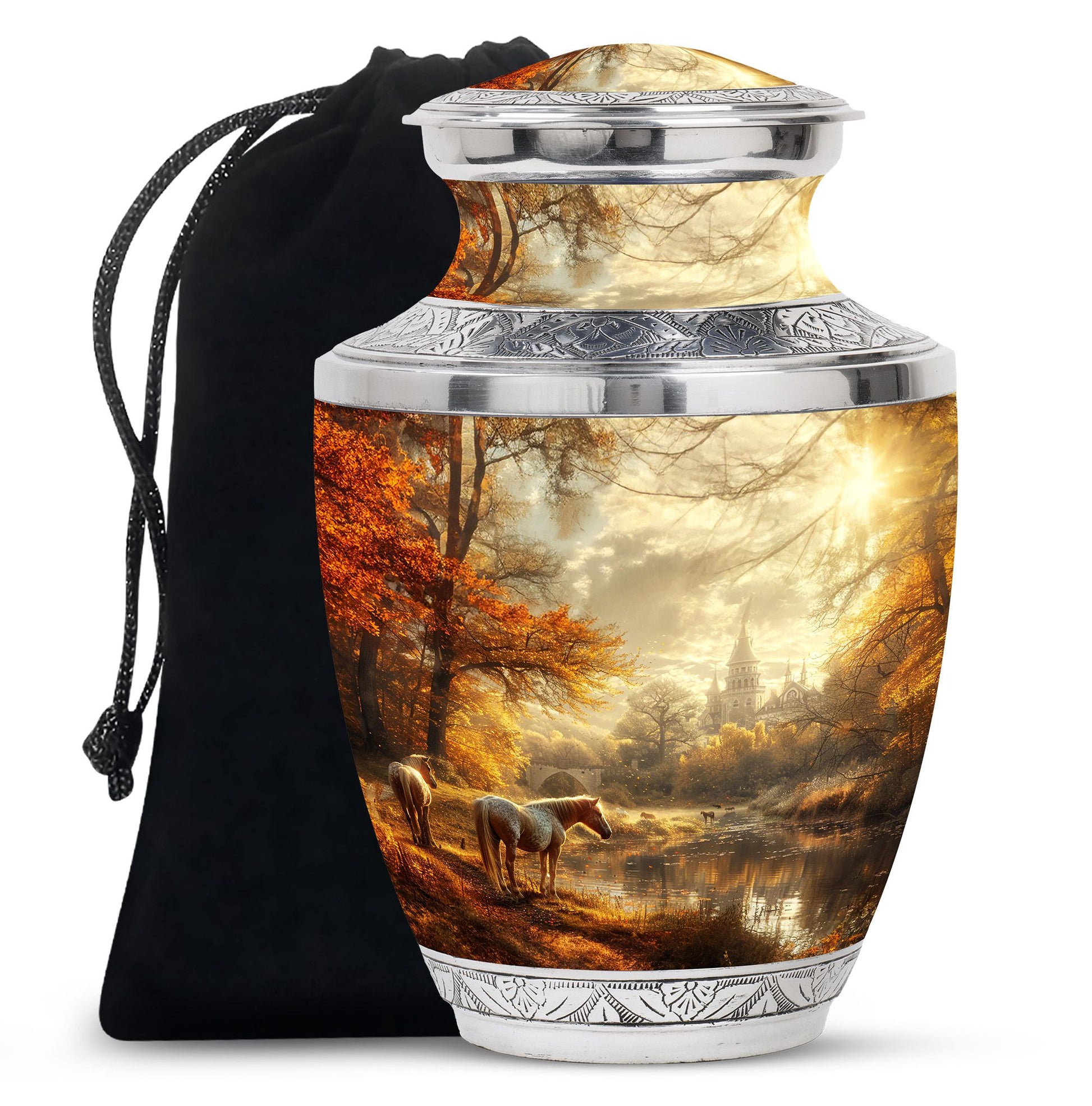 Horse Meadow Cremation Urn for Human Ashes - Memorial Urn for Mom and Dad