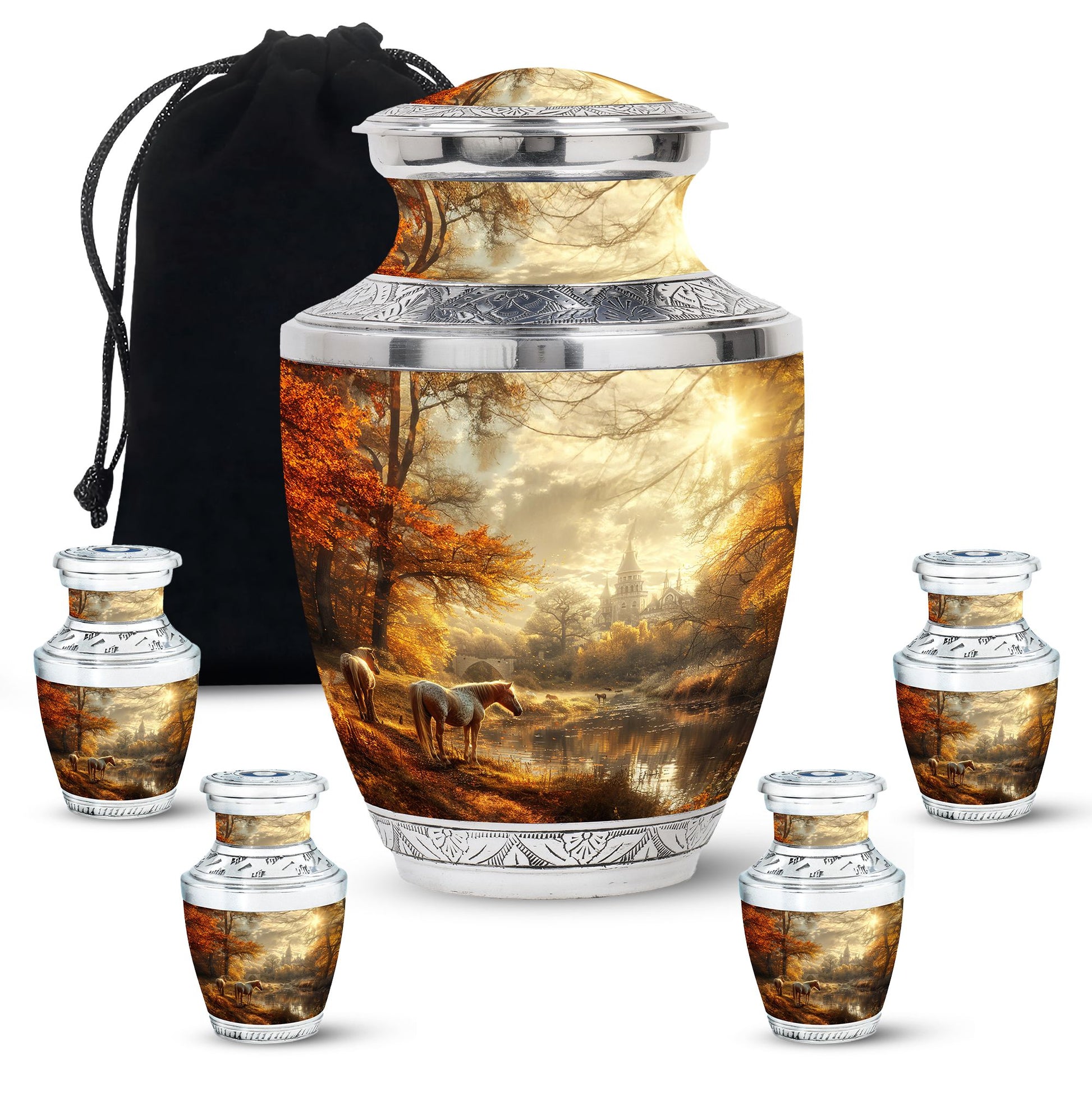 Horse Meadow Cremation Urn for Human Ashes - Memorial Urn for Mom and Dad