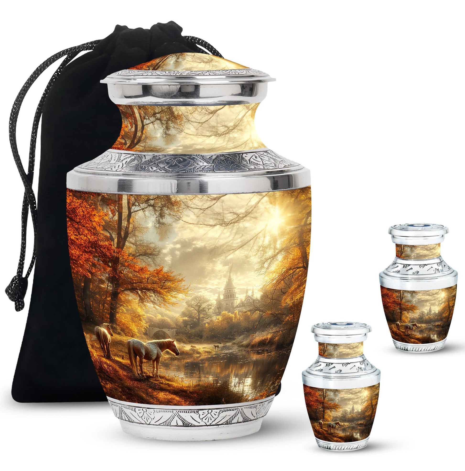 Horse Meadow Cremation Urn for Human Ashes - Memorial Urn for Mom and Dad