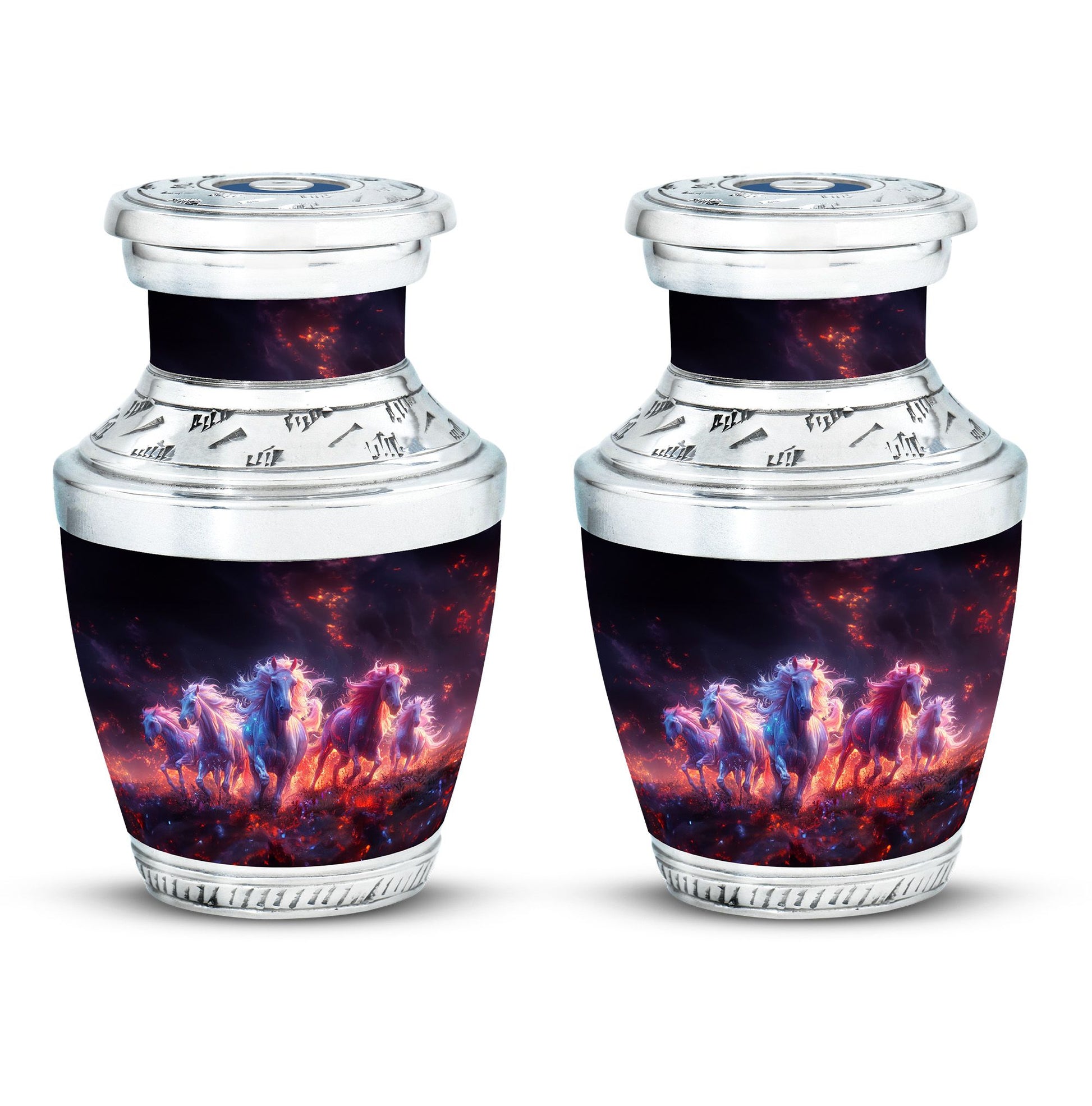 Galloping Horses Cremation Urn for Human Ashes - Urn Keepsake Set