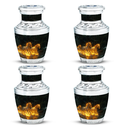 Horse Urn for Human Ashes, Glowing Fiery Horses Running Through Water, Cremation Urn